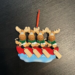 Christmas Holiday Ornament Four‎ Moose Canoe Lake Can Be Personalized New